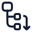 Nodemovedown icon with stroke rounded style