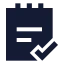 Notedone icon with solid sharp style