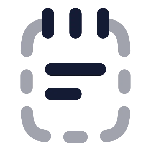 Notepad Text Dashed Icon in Bulk Rounded style