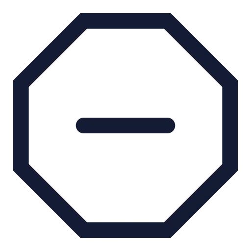 Octagon Minus Icon in Stroke Sharp style