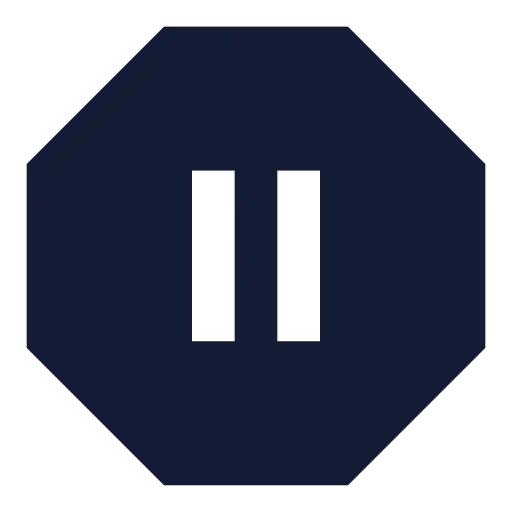 Octagon Pause Icon in Solid Sharp style
