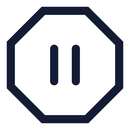 Octagon Pause Icon in Stroke Sharp style