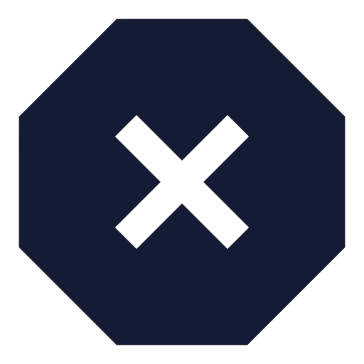 Octagon X Icon in Solid Sharp style