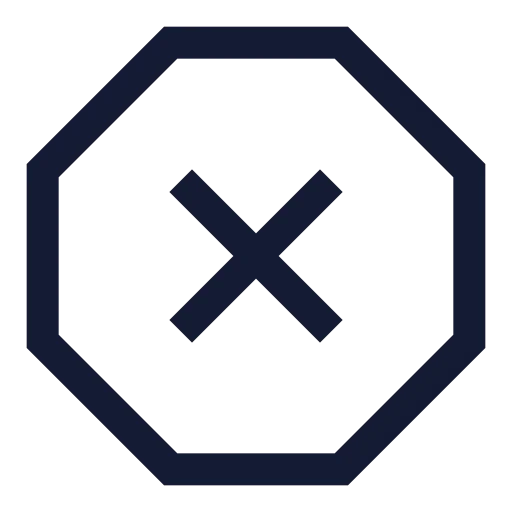 Octagon X Icon in Stroke Sharp style