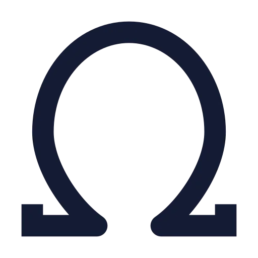 Omega Icon in Solid Sharp style