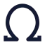 Omega icon with solid sharp style