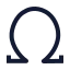 Omega icon with stroke sharp style