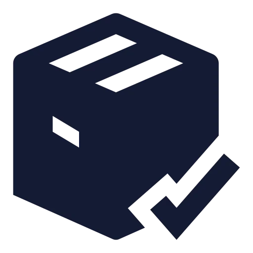 Package Check Icon in Solid Sharp style