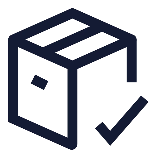 Package Check Icon in Stroke Sharp style
