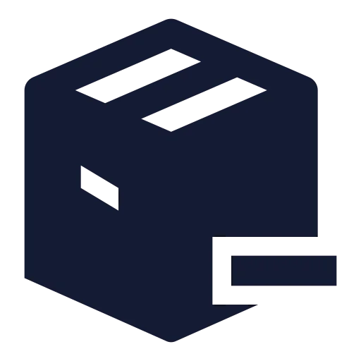 Package Minus Icon in Solid Sharp style