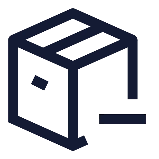 Package Minus Icon in Stroke Sharp style