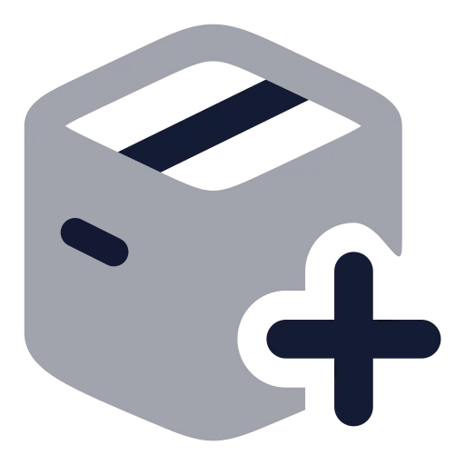 Package Plus Icon in Bulk Rounded style