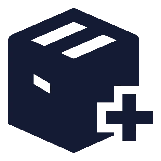 Package Plus Icon in Solid Sharp style