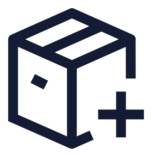 Package Plus Icon in Stroke Sharp style
