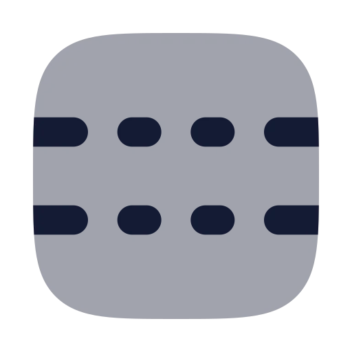 Panel Top Bottom Dashed Icon in Bulk Rounded style