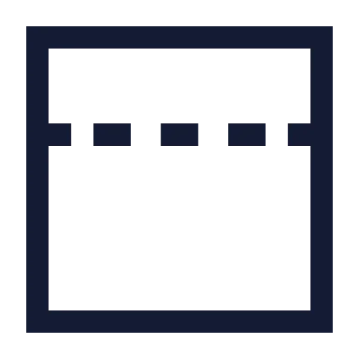 Panel Top Dashed Icon in Stroke Sharp style