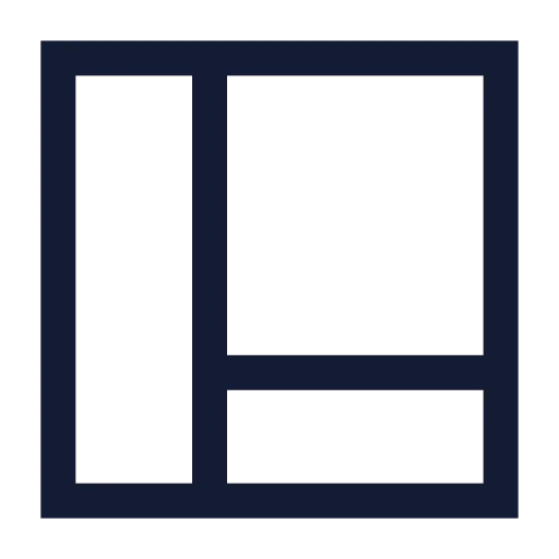 Panels Left Bottom Icon in Stroke Sharp style