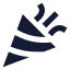 Partypopper icon with solid sharp style
