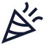 Partypopper icon with stroke sharp style