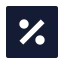 Percentsquare icon with solid sharp style