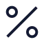 Percent icon with stroke sharp style