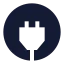 Plug icon with solid sharp style