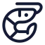 Prawn icon with stroke rounded style