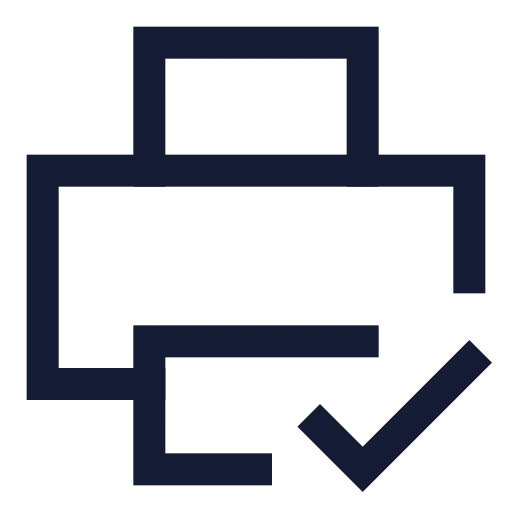 Printer Check Icon in Stroke Sharp style