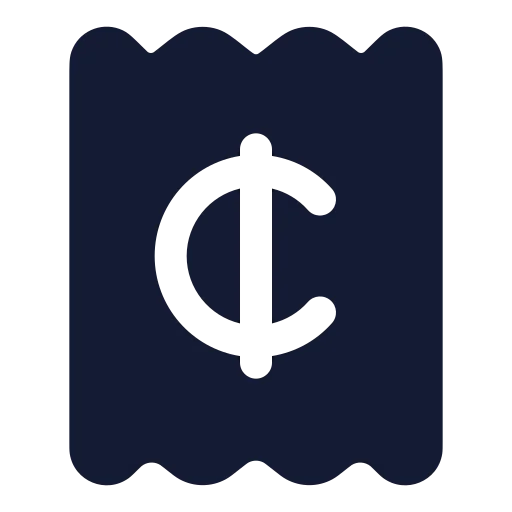 Receipt Cent Icon in Solid Rounded style