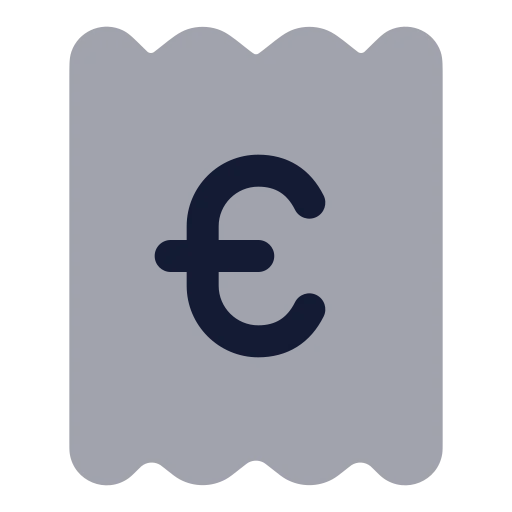 Receipt Euro Icon in Bulk Rounded style