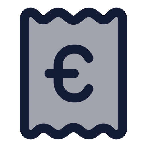 Receipt Euro Icon in Duotone Rounded style