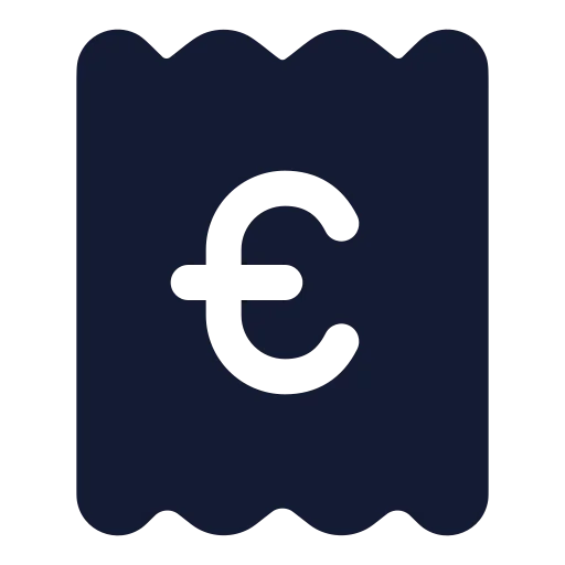 Receipt Euro Icon in Solid Rounded style