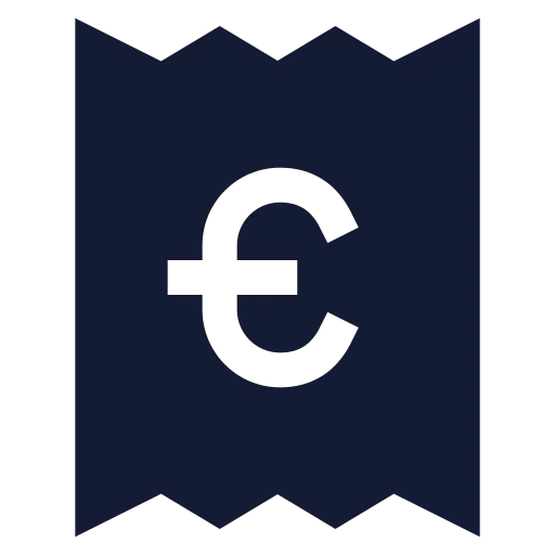 Receipt Euro Icon in Solid Sharp style