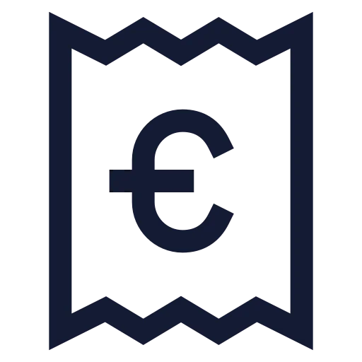 Receipt Euro Icon in Stroke Sharp style