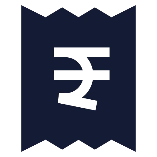 Receipt Indian Rupee Icon in Solid Sharp style