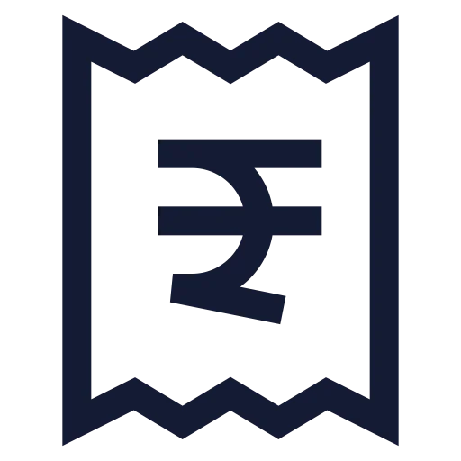 Receipt Indian Rupee Icon in Stroke Sharp style
