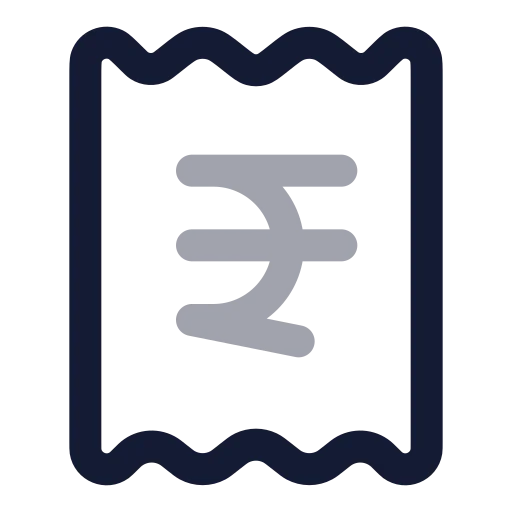 Receipt Indian Rupee Icon in Twotone Rounded style