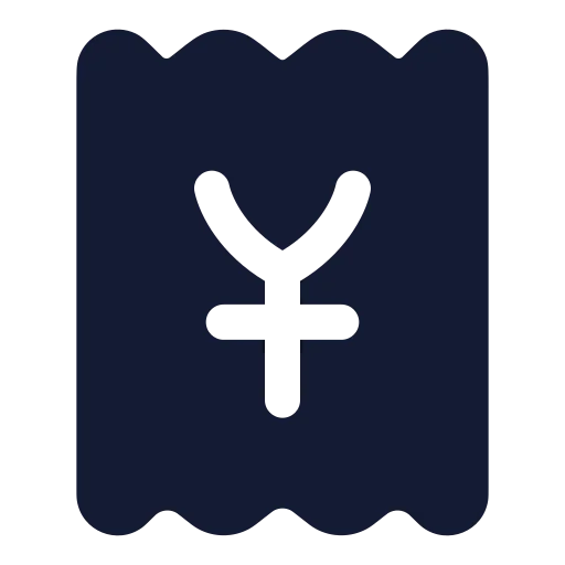 Receipt Japanese Yen Icon in Solid Rounded style