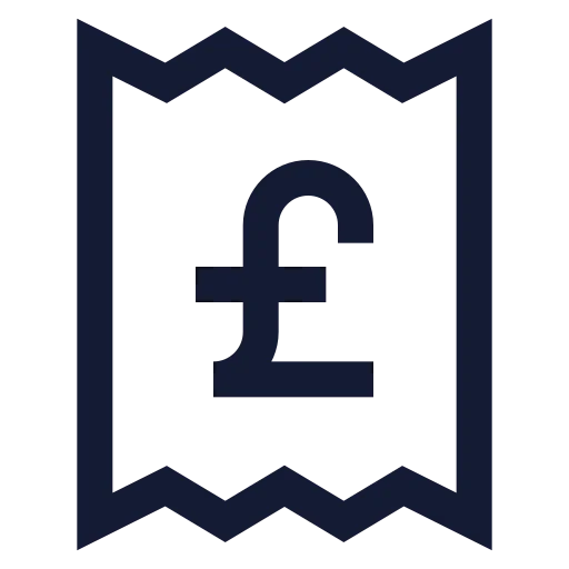 Receipt Pound Sterling Icon in Stroke Sharp style