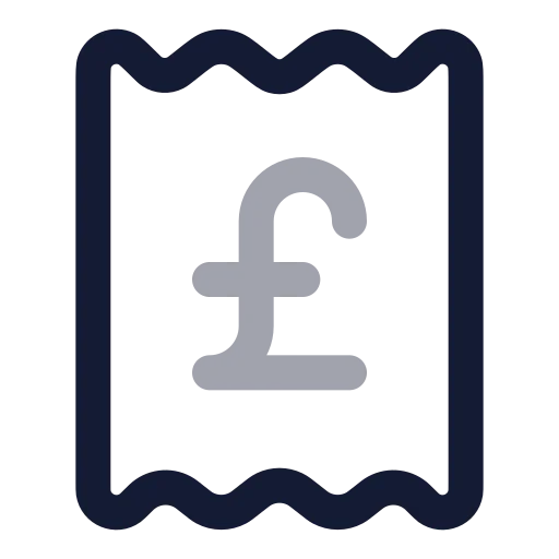 Receipt Pound Sterling Icon in Twotone Rounded style