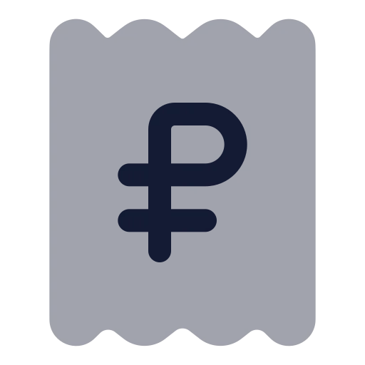 Receipt Russian Ruble Icon in Bulk Rounded style