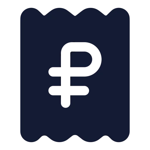 Receipt Russian Ruble Icon in Solid Rounded style