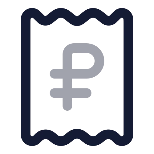 Receipt Russian Ruble Icon in Twotone Rounded style