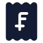 Receiptswissfranc icon with solid rounded style