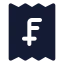 Receiptswissfranc icon with solid standard style