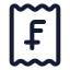 Receiptswissfranc icon with stroke rounded style