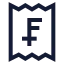 Receiptswissfranc icon with stroke sharp style