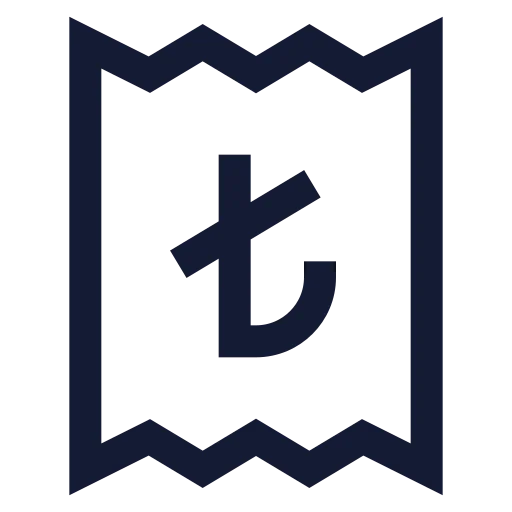 Receipt Turkish Lira Icon in Stroke Sharp style