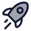 Rocket icon with duotone rounded style