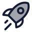 Rocket icon with duotone standard style
